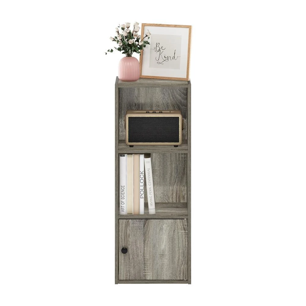 Furinno Luder 3-Tier Shelf Bookcase with 1 Door Storage Cabinet, French Oak 5
