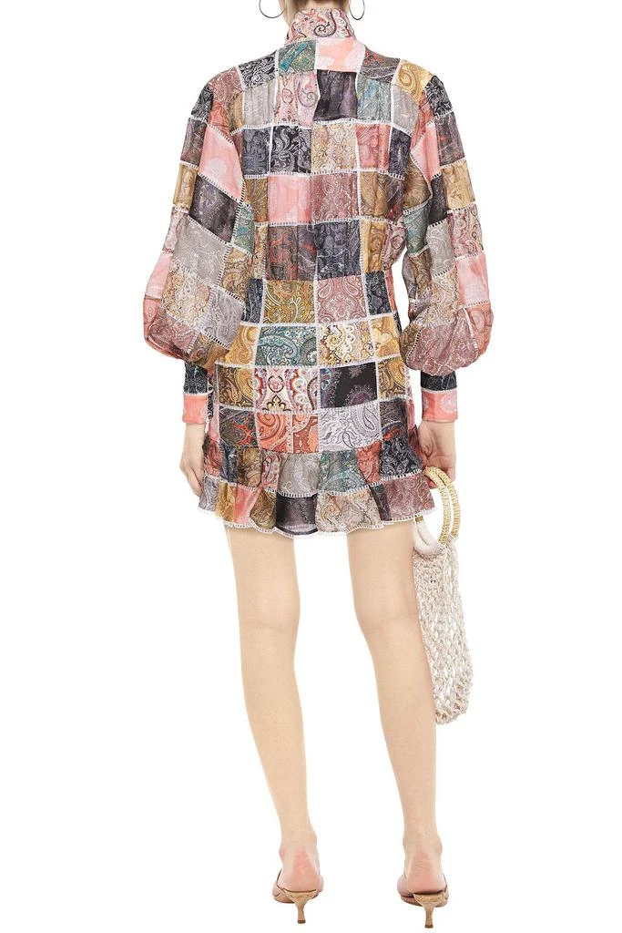 Zimmermann Patchwork-effect printed linen and silk-blend gauze mini dress 3