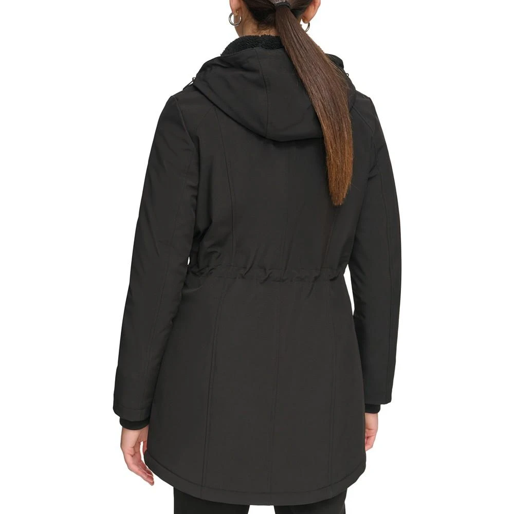 Calvin Klein Womens Hooded Faux-Fur-Lined Anorak Raincoat 2