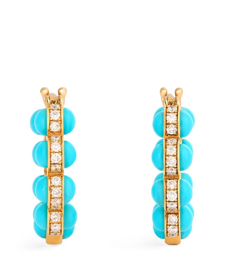 L'ATELIER NAWBAR Yellow Gold and Diamond Atoms Hoop Earrings