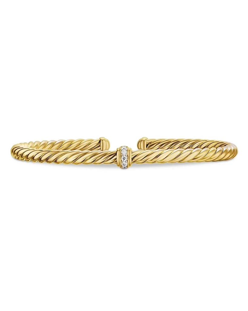 David Yurman Cablespira® Flex Station Bracelet in 18K Yellow Gold with Diamonds, 4mm 2