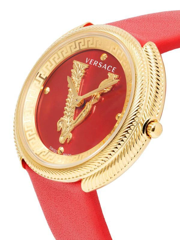 Versace 38MM Stainless Steel 
Leather Strap Watch 3