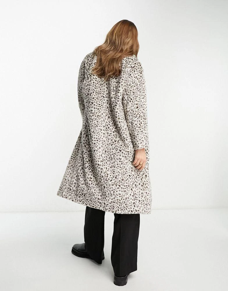 Helene Berman Helene Berman double breasted faux fur coat in white leopard 2