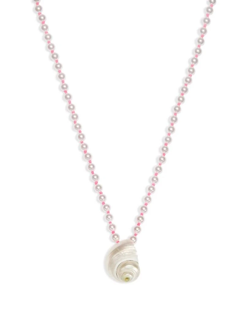 AQUA Shell Imitation Pearl Beaded Pendant Necklace In Pearl/pink 2
