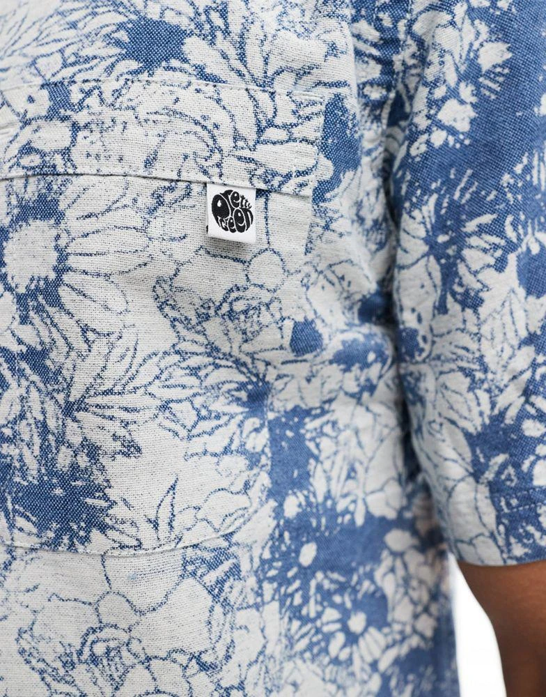 Pretty Green Pretty Green bleached denim short sleeve shirt in blue 3