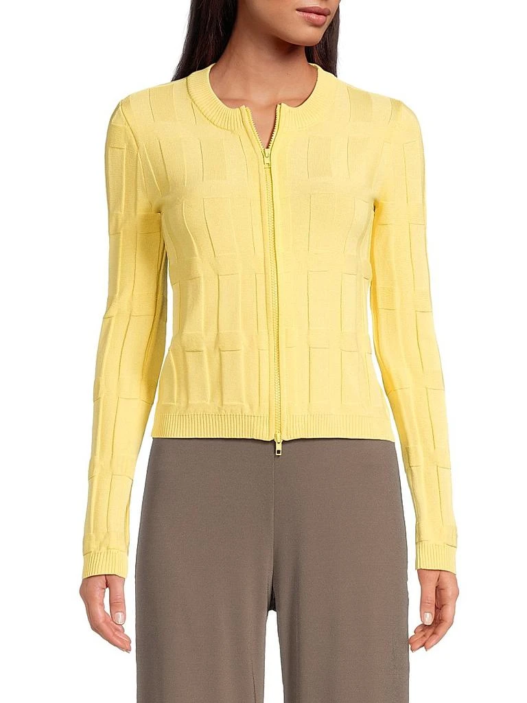 Capsule 121 The Aura Grid Embossed Front-Zip Sweater 3