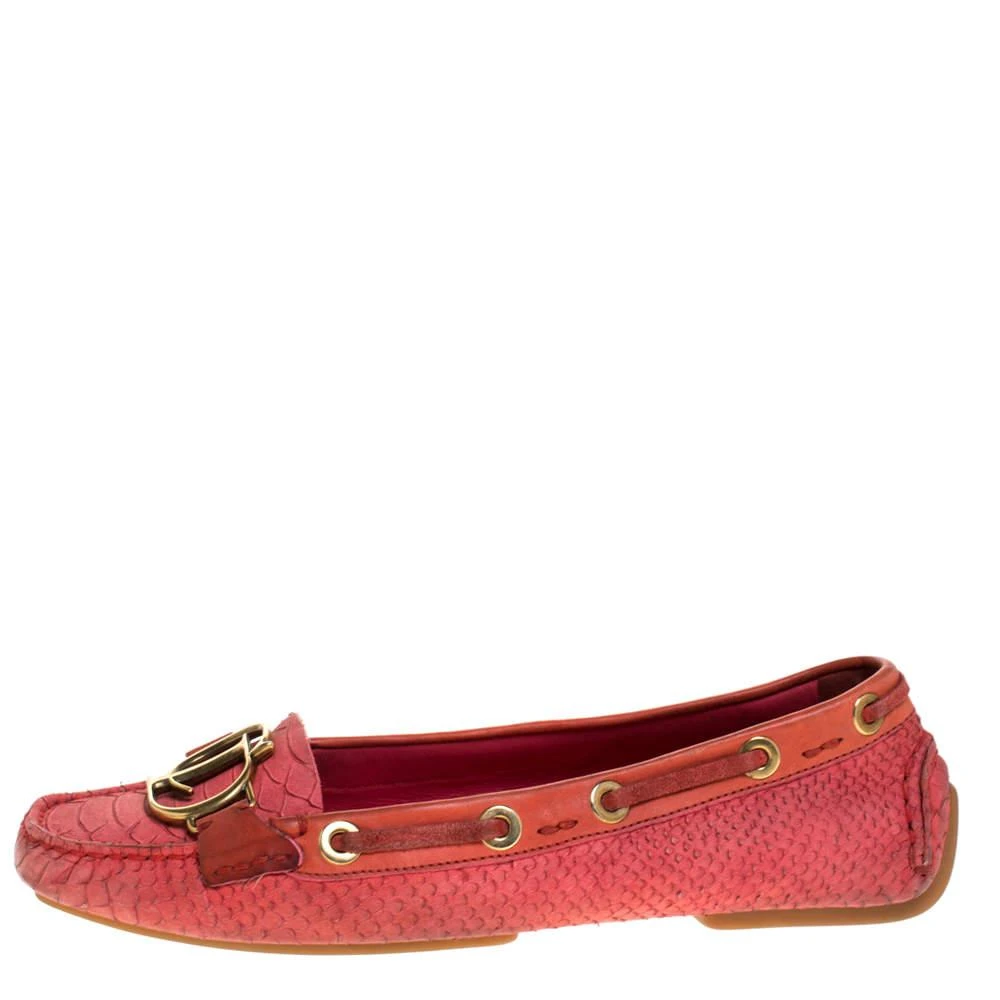 Dior Dior Pink Python Leather CD Logo Loafers Size 38 2