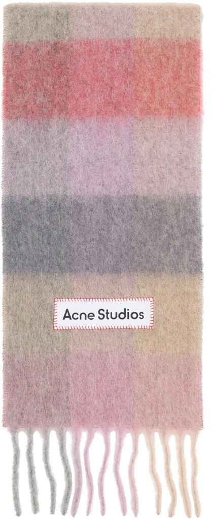 Acne Studios Pink & Purple Mohair Checked Scarf 1