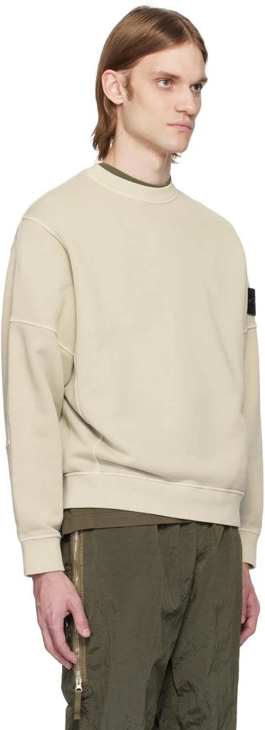 Stone Island Beige Organic Cotton Diagonal Fleece Old Effect Sweatshirt 2