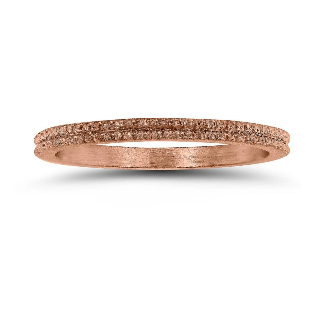 SSELECTS 1.5Mm Thin Beaded Wedding Band In 14K Rose Gold 1