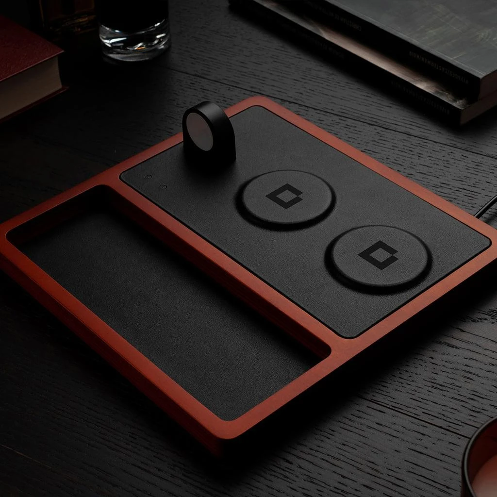 NYTSTND TRIO TRAY Black - 3-in-1 MagSafe Oak Wireless Charger with Apple Watch Support 3