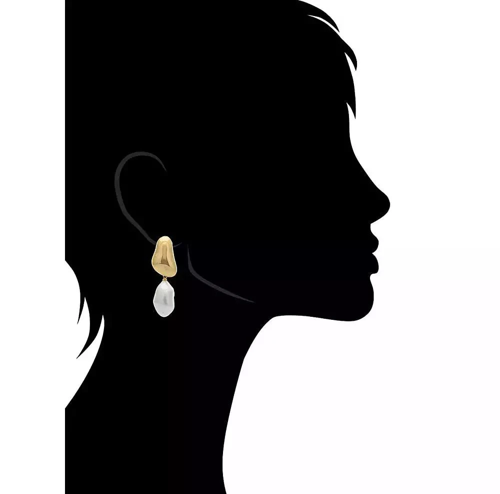 Rivka Friedman 18K Gold-Plated Sculpted Pearl Drop Earrings 2