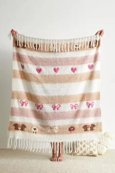 Urban Outfitters Noelle Embroidered Throw Blanket 2