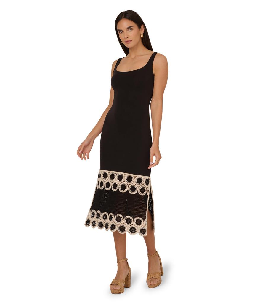 Adrianna Papell Crochet Sheath Midi Dress