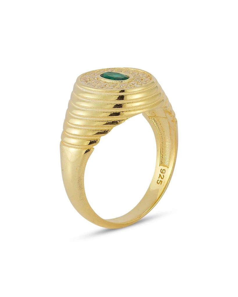 AQUA Ribbed Oval Signet Ring, Exclusive 2