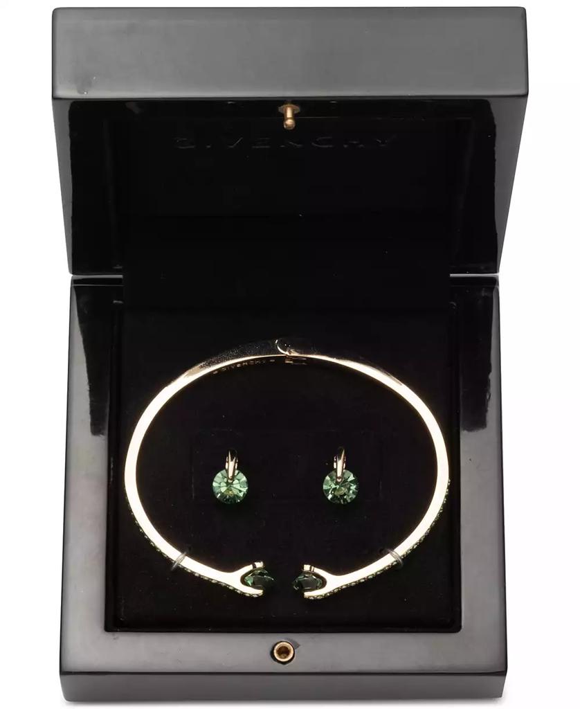 Givenchy Gold-Tone Mixed Crystal Cuff Bracelet & Stud Earrings Set