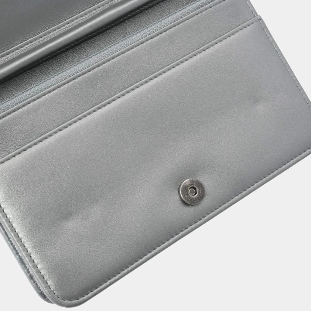 Chanel Chanel Silver Leather Written In Chain Wallet On Chain 7
