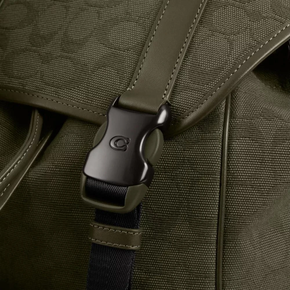 Coach League Flap Backpack In Signature Canvas Jacquard 6