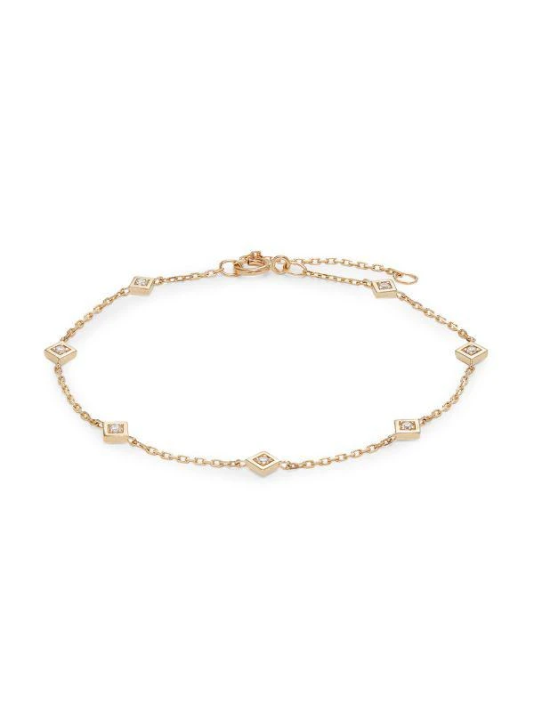 Saks Fifth Avenue 14K Yellow Gold & 0.10 TCW Diamond Station Bracelet 1