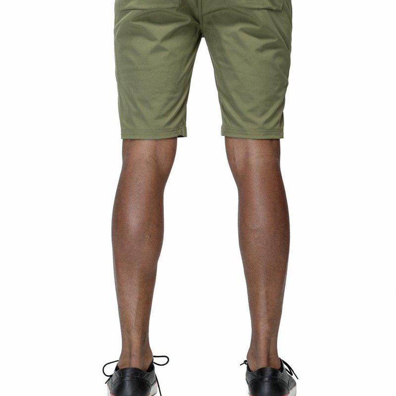 Konus Men's Asymmetrical Zipper Fly Shorts In Olive