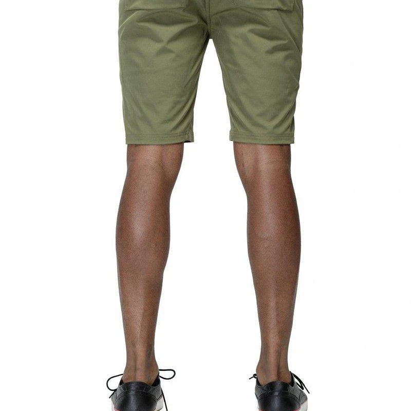 Konus Men's Asymmetrical Zipper Fly Shorts In Olive 2