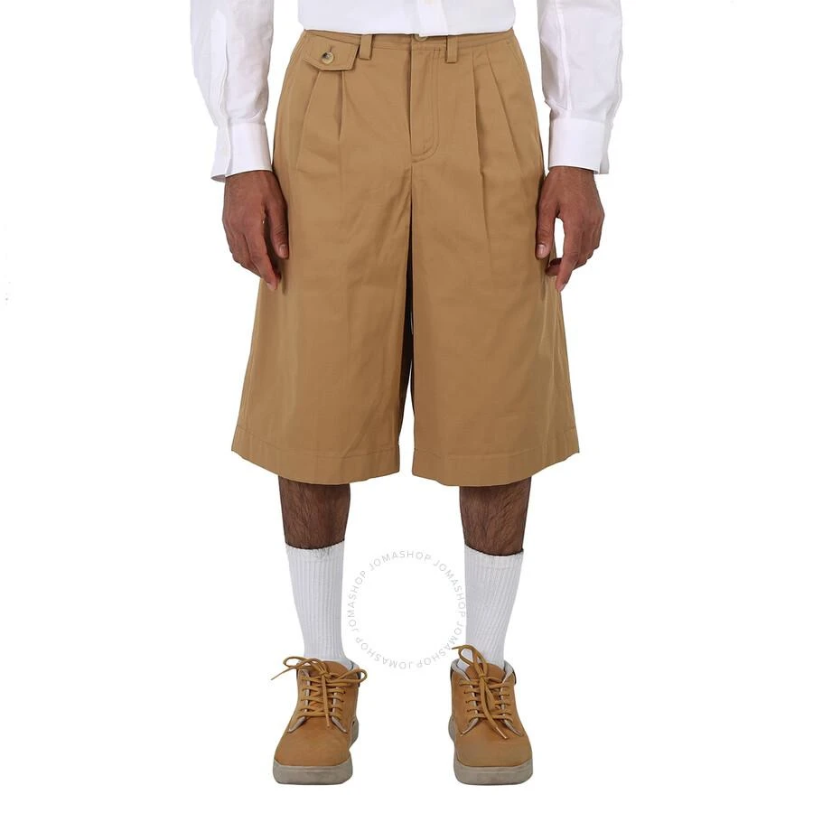 Burberry Brown Cotton Twill Icon Stripe Detail Tailored Shorts 1