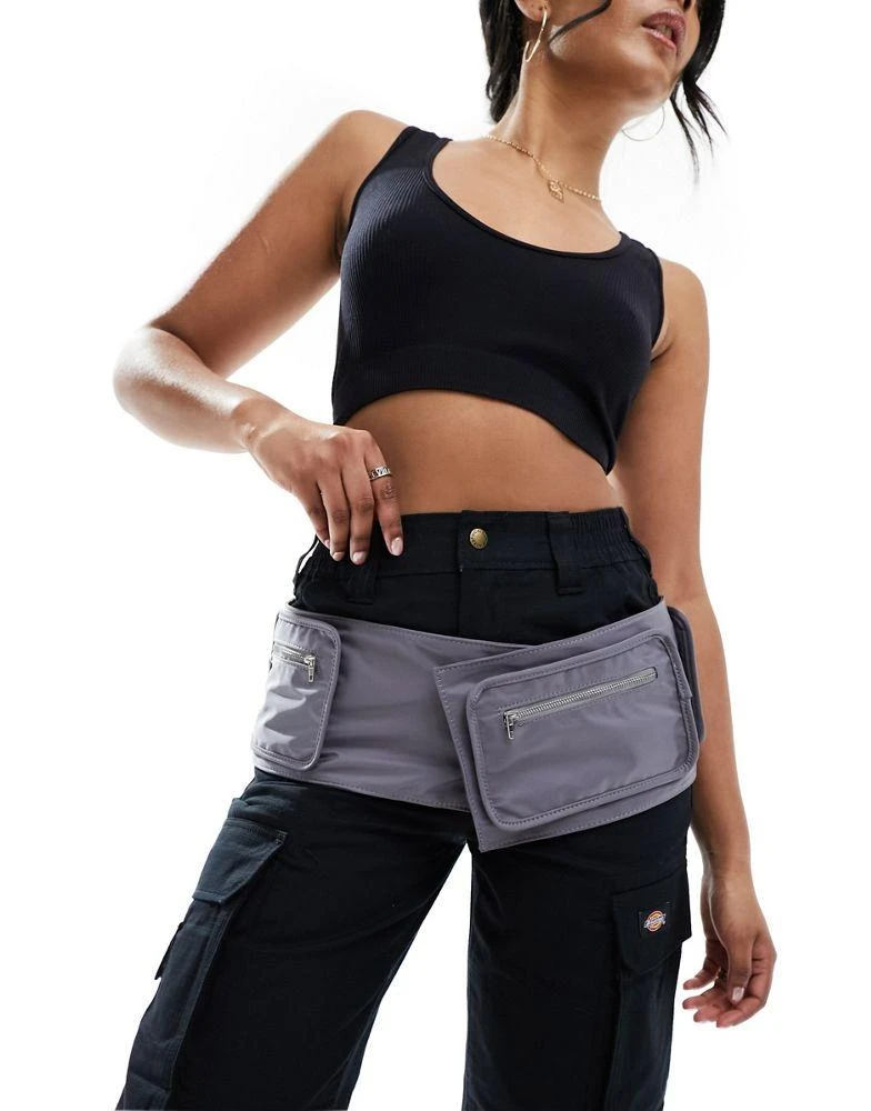Mango Mango waistband belt bag in grey 4