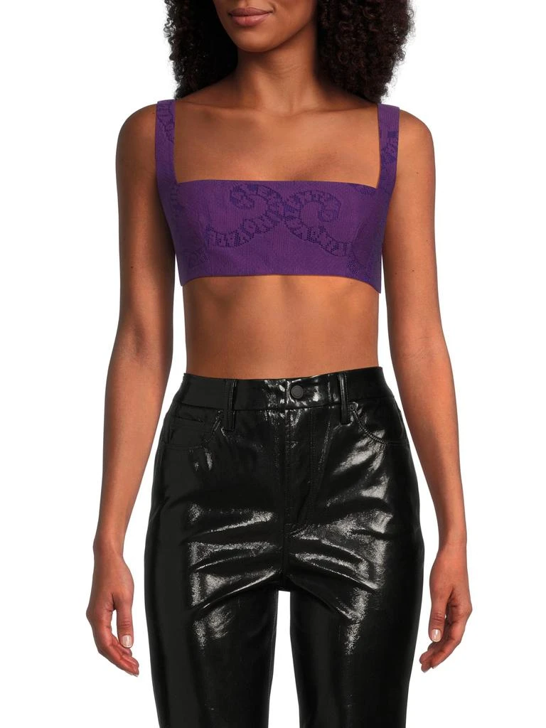 Valentino Stitchwork Pattern Cotton-Blend Crop Top