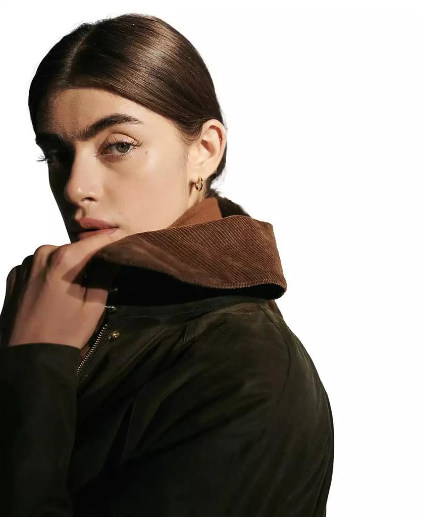 Barbour Women's Ebberston Corduroy-Collar Waxed Jacket 10