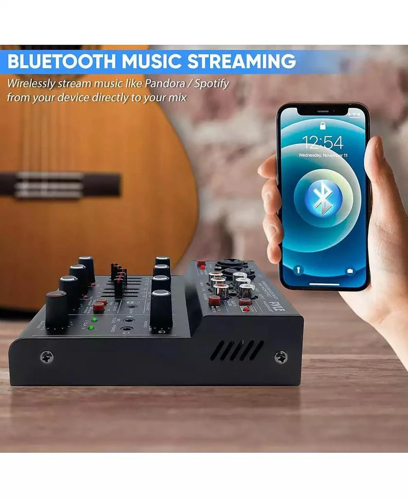 Pyle Compact Bluetooth DJ Mixer Interface with USB Audio and Phantom Power 5