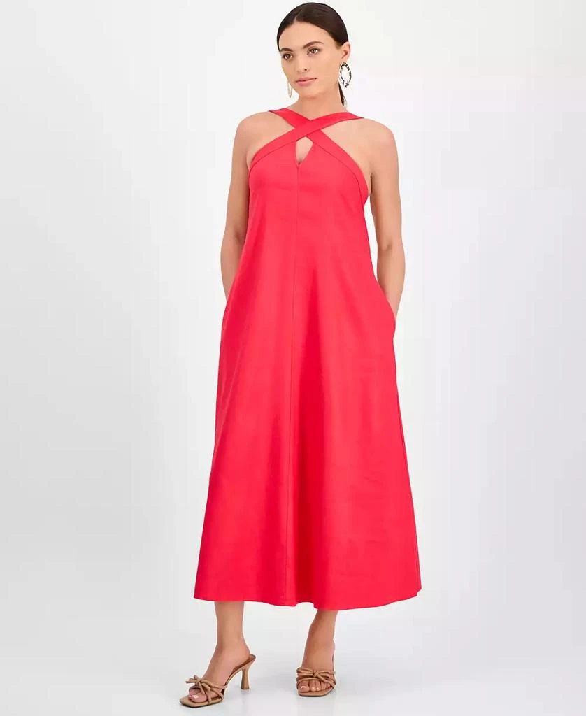 INC International Petite Linen-Blend Halter Maxi Dress, Exclusively at Macy's 1