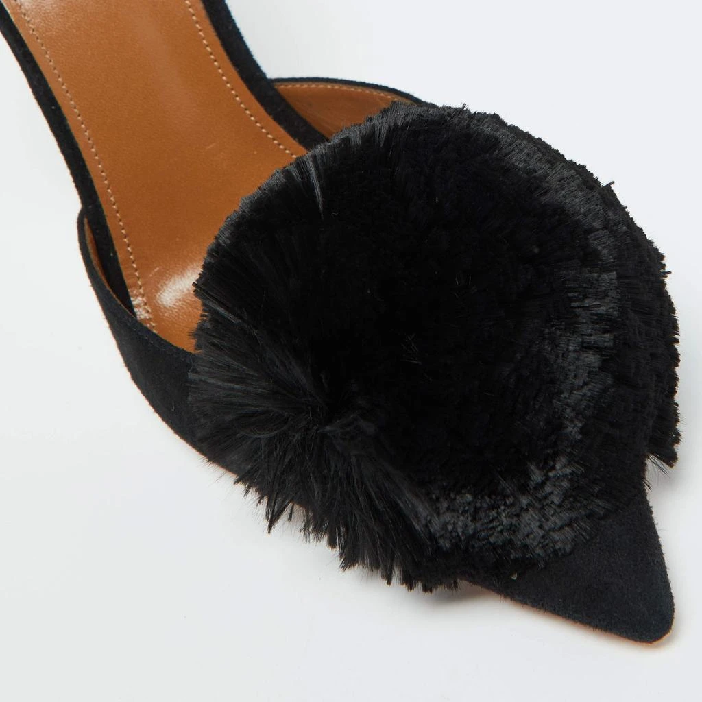 Aquazzura Aquazzura Black Suede Powder Puff Pointed Toe Slingback Sandals Size 40 7