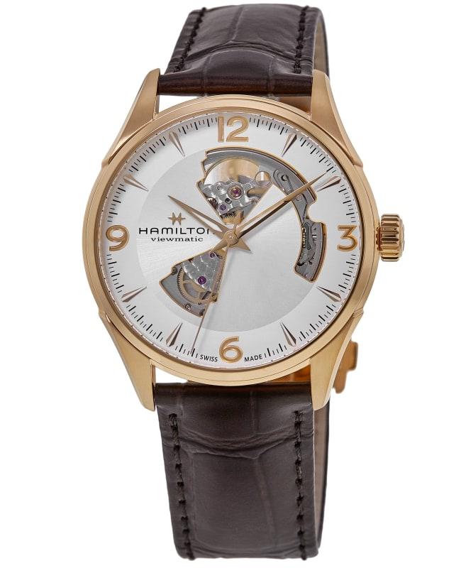 Hamilton Hamilton Jazzmaster Open Heart Silver Dial Brown Leather Strap Men's Watch H32735551