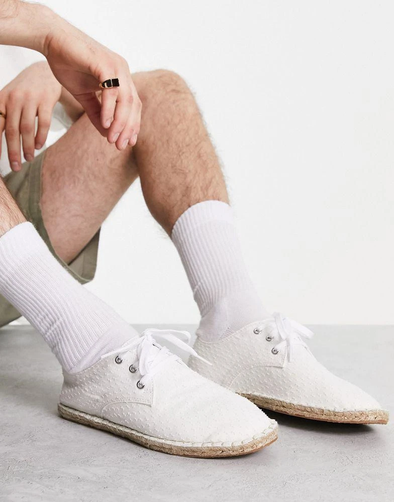 ASOS ASOS DESIGN lace up espadrilles in white textured canvas 2