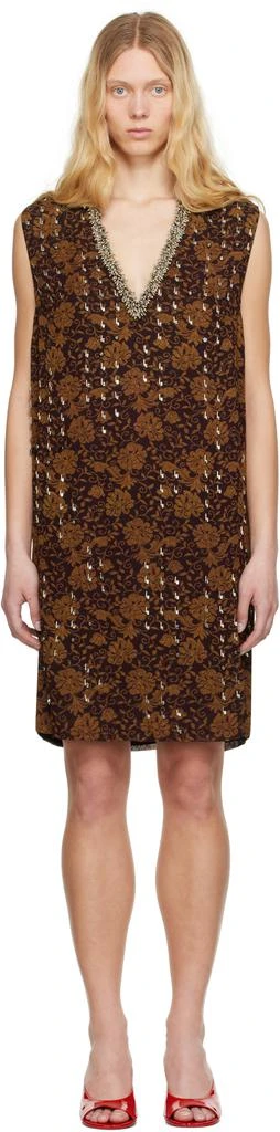 Dries Van Noten Brown Beaded Minidress 1