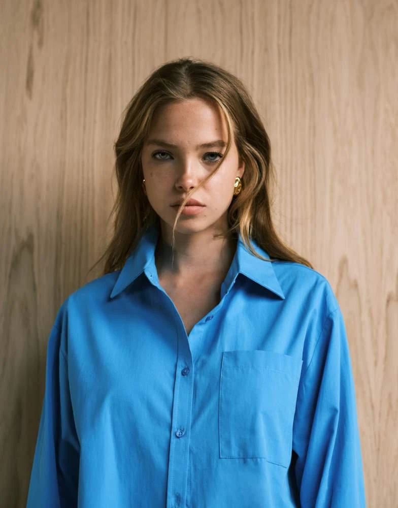 ASOS ASOS DESIGN oversized deep cuff shirt in blue 1