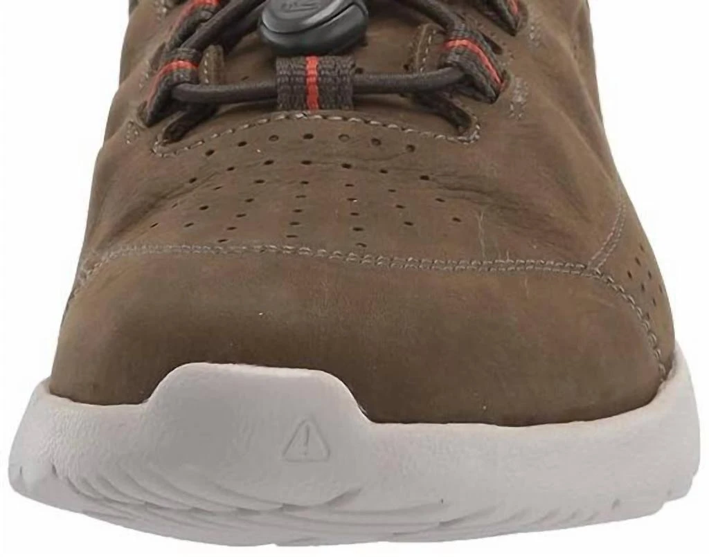 Keen Men's Highland Leather Waterproof Sneaker In Dark Olive/silver Birch 3