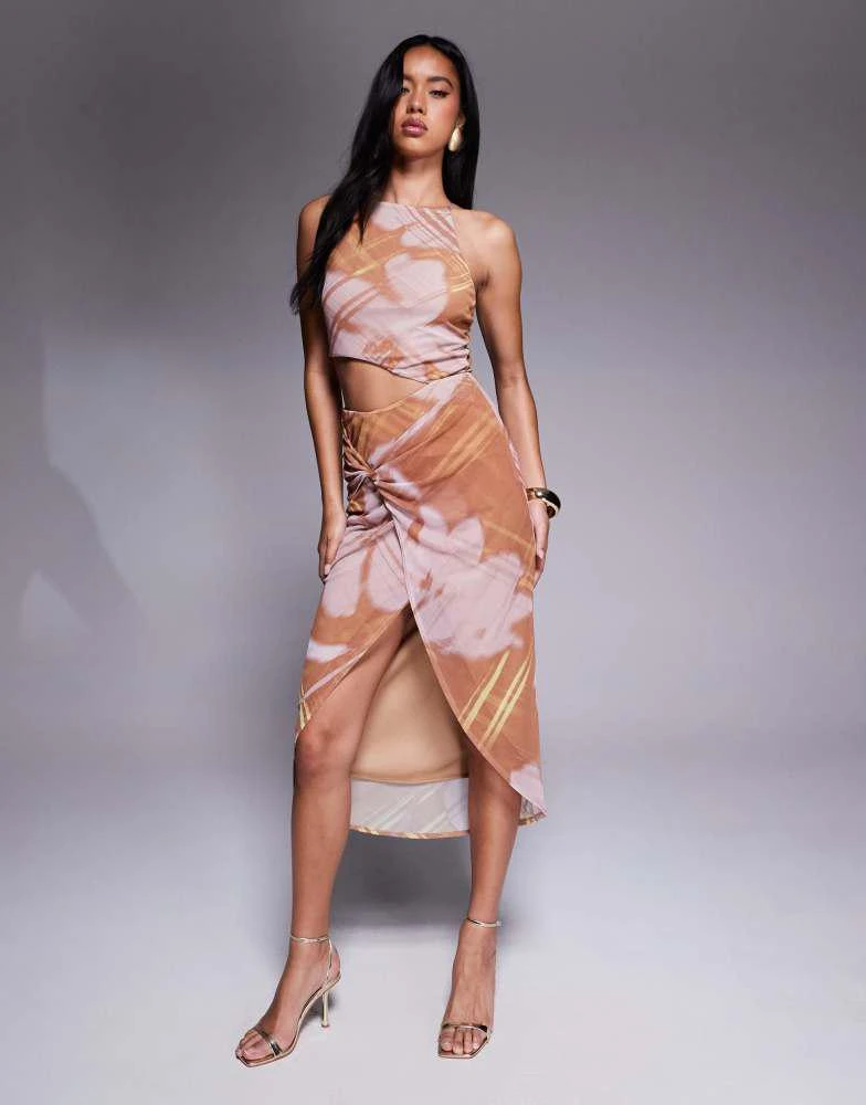 ASOS ASOS DESIGN halter neck with wrap skirt midi dress in print 4