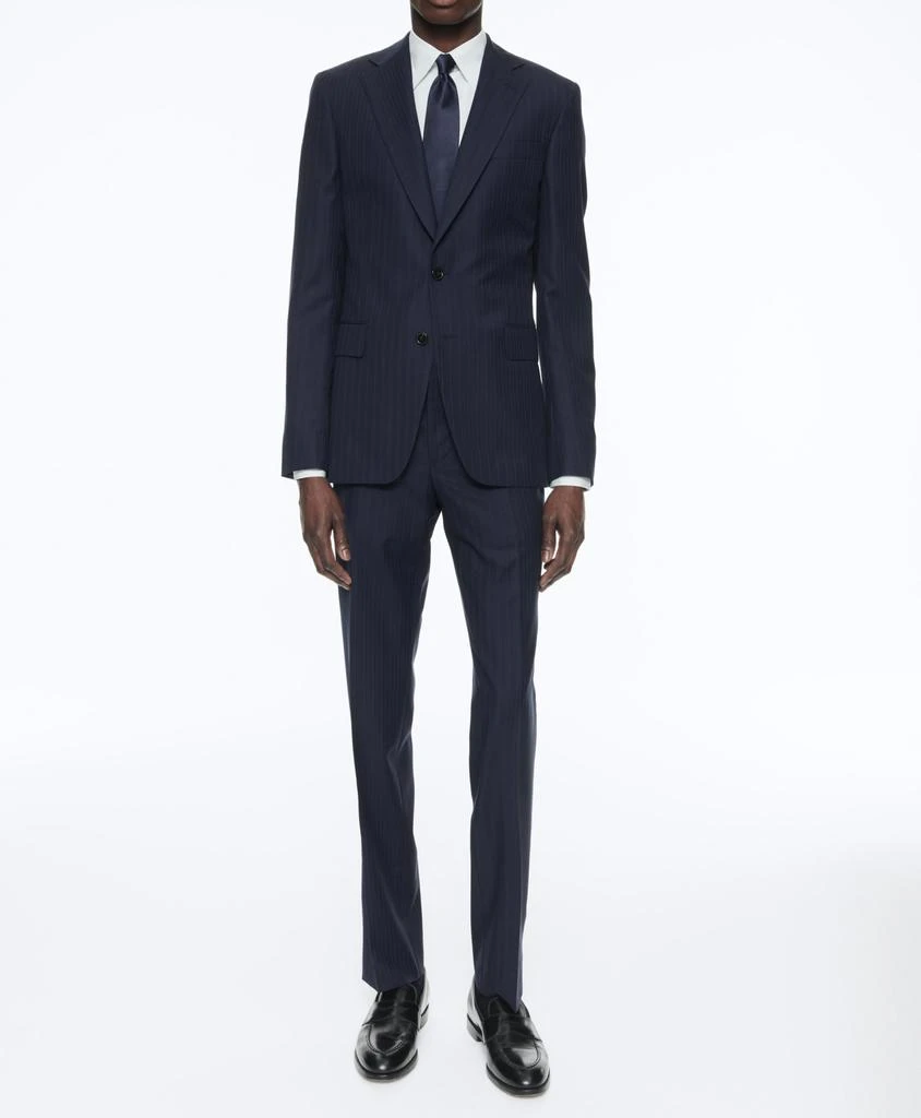 预计3周后发货 Fursac Fursac - Costume 2 Pièces Serge Rayures T/T Effet Jacquard - Marine 1