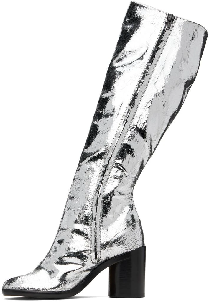 MAISON MARGIELA Silver Tabi Broken Mirror Tall Boots 3