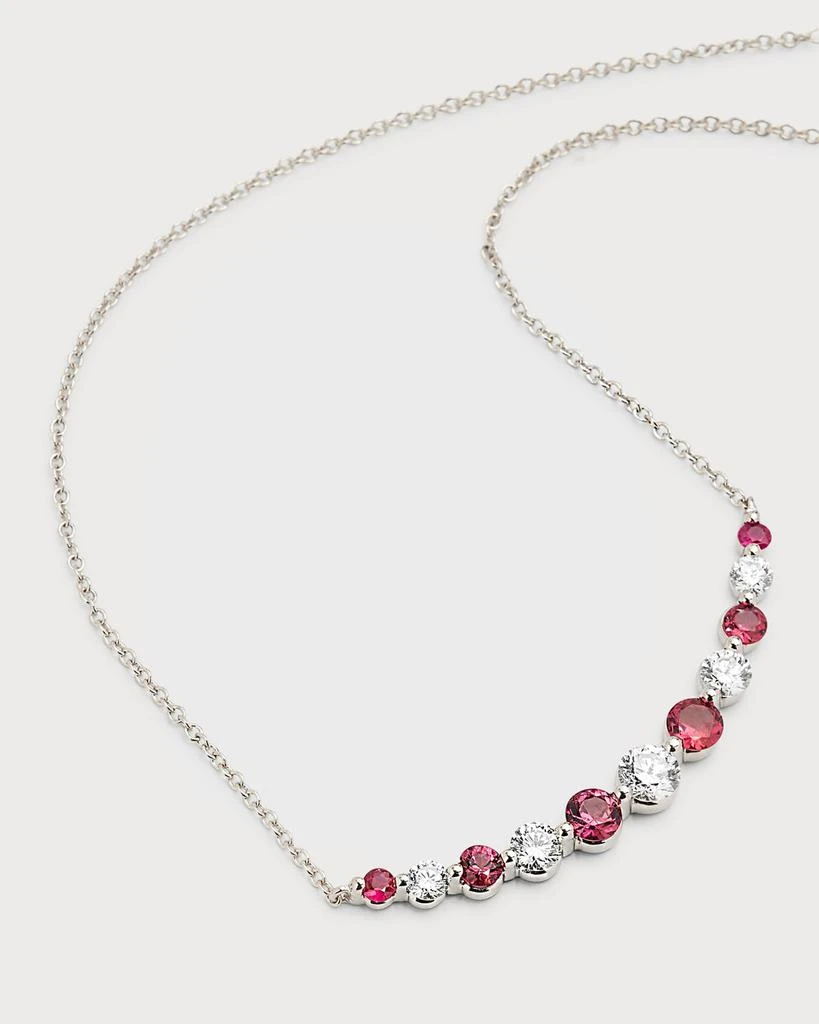 Neiman Marcus Diamonds 18K White Gold Round Ruby and Round Diamond GH/SI1 Smily Necklace, 18"L, 1.13tcw 3