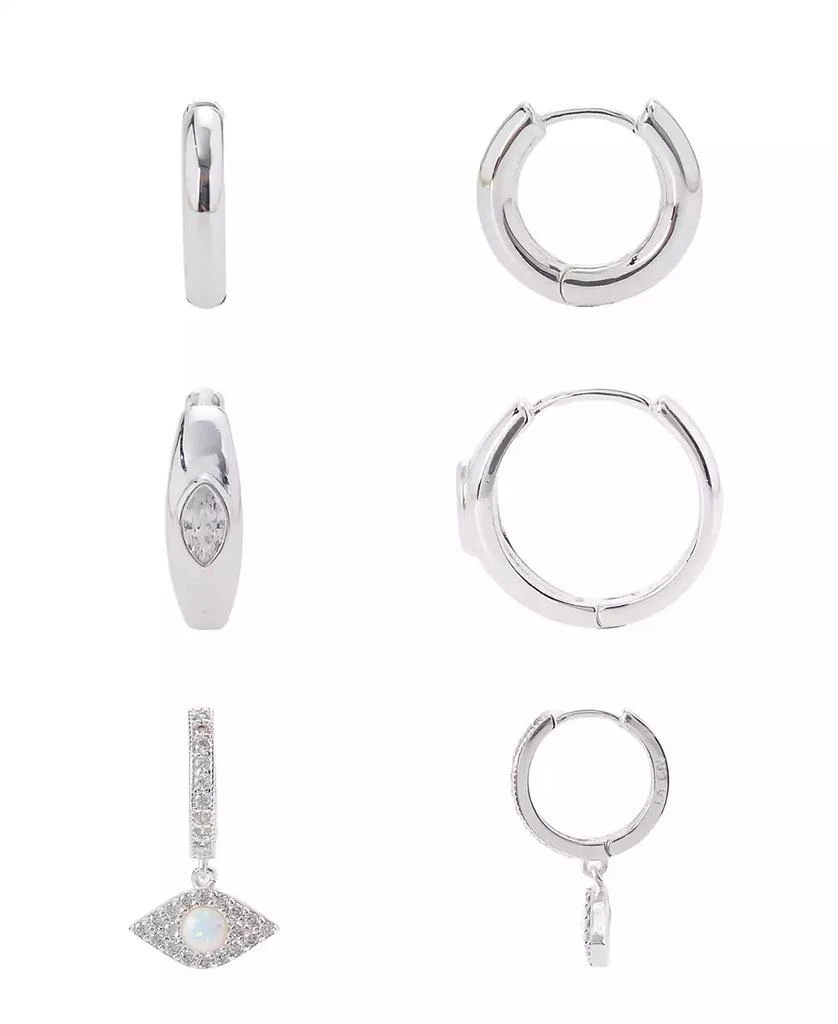 Unwritten Cubic Zirconia and Opal Evil Eye Hoop Trio Earring Set 1