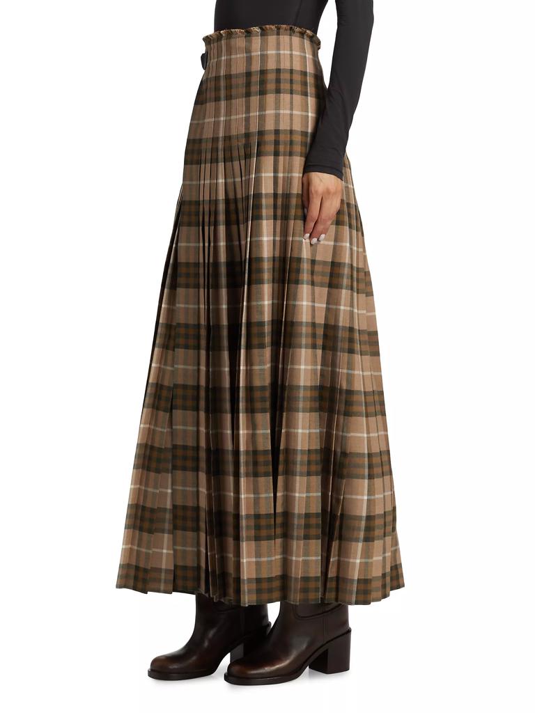Burberry★素敵！Wool A-Line Knitted Skirt Burberry Camel Wool Cashmere Button Panel Detail A-line