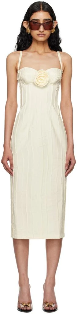 Blumarine Off-White Floral Midi Dress 1