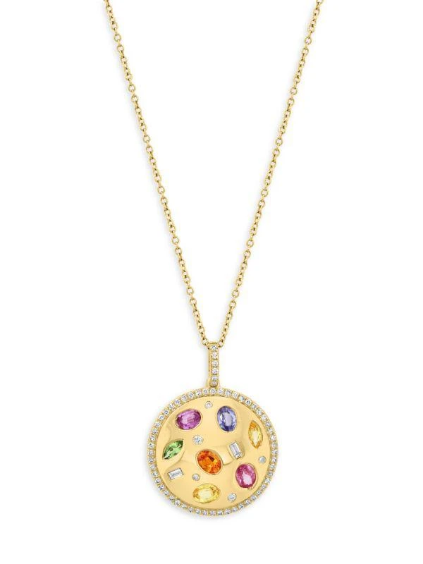 Effy 14K Yellow Gold & Multi Stone Pendant Necklace 1