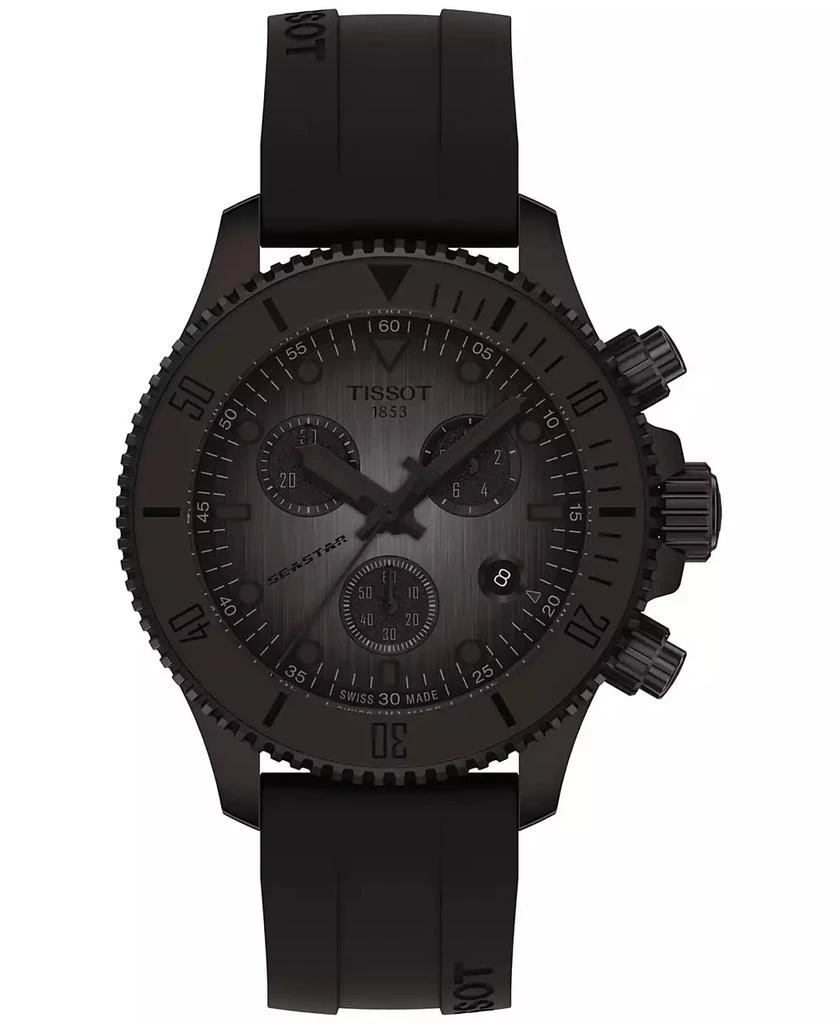 Tissot Men's Swiss Chronograph Seastar 1000 Black Rubber Strap Watch 38mm 1