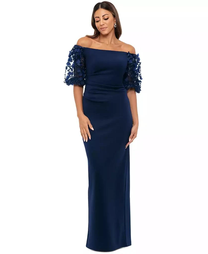 xscape pleated dress Cora Organza Pleated Off The Shoulder Dress