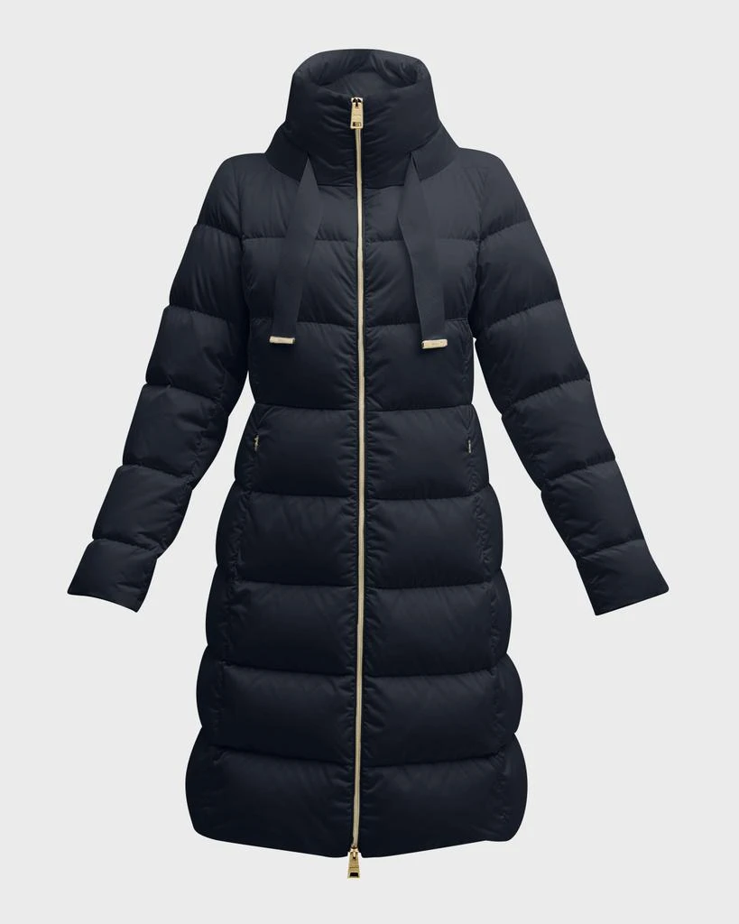 Herno Water-Resistant Sateen Nylon Long Hourglass Puffer Jacket 1