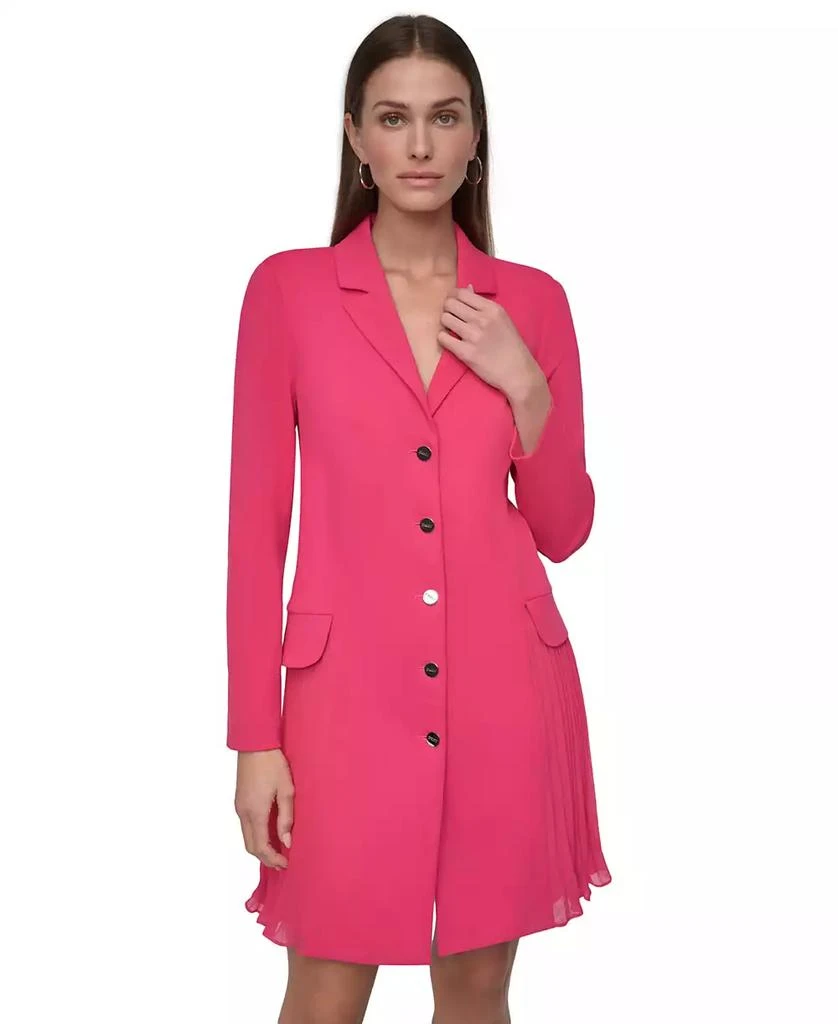 DKNY Women's Scuba Crepe Notch-Collar Button-Front Dress 3