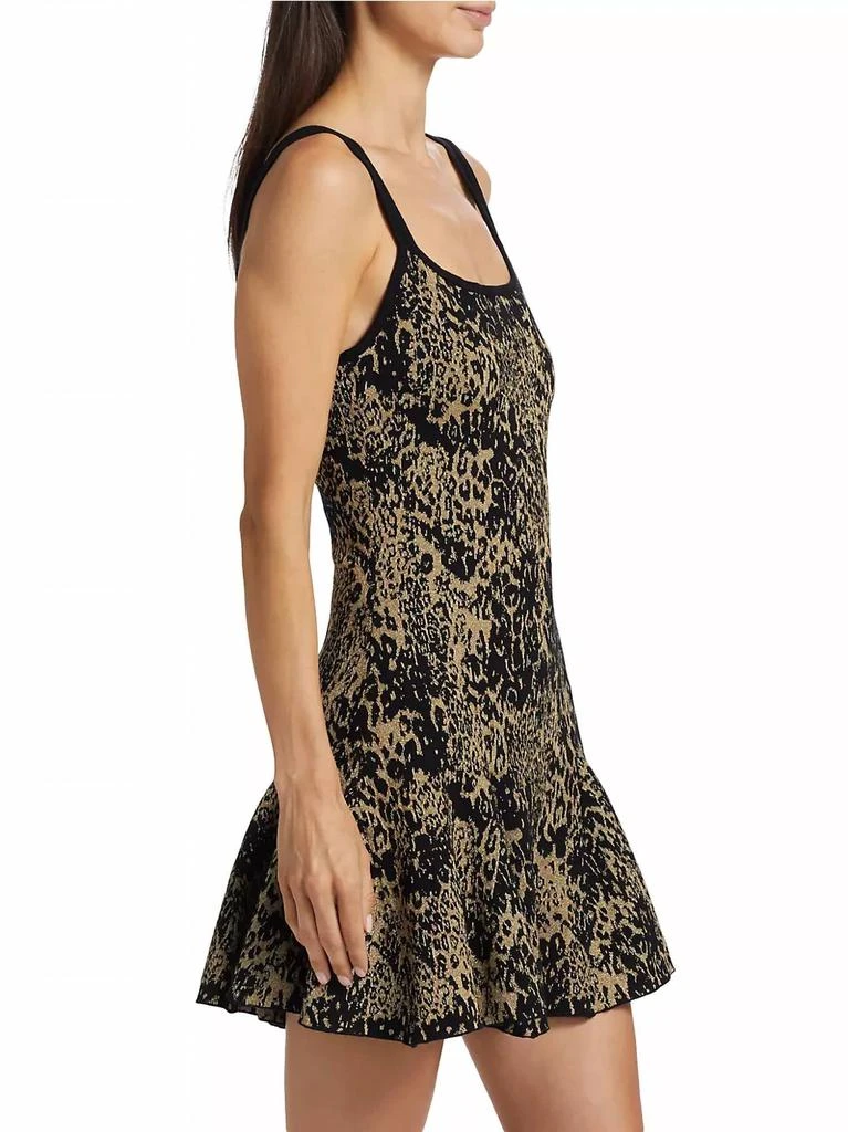 Ramy Brook Lidia Knit Sleeveless Mini Dress In Gold Leopard 2